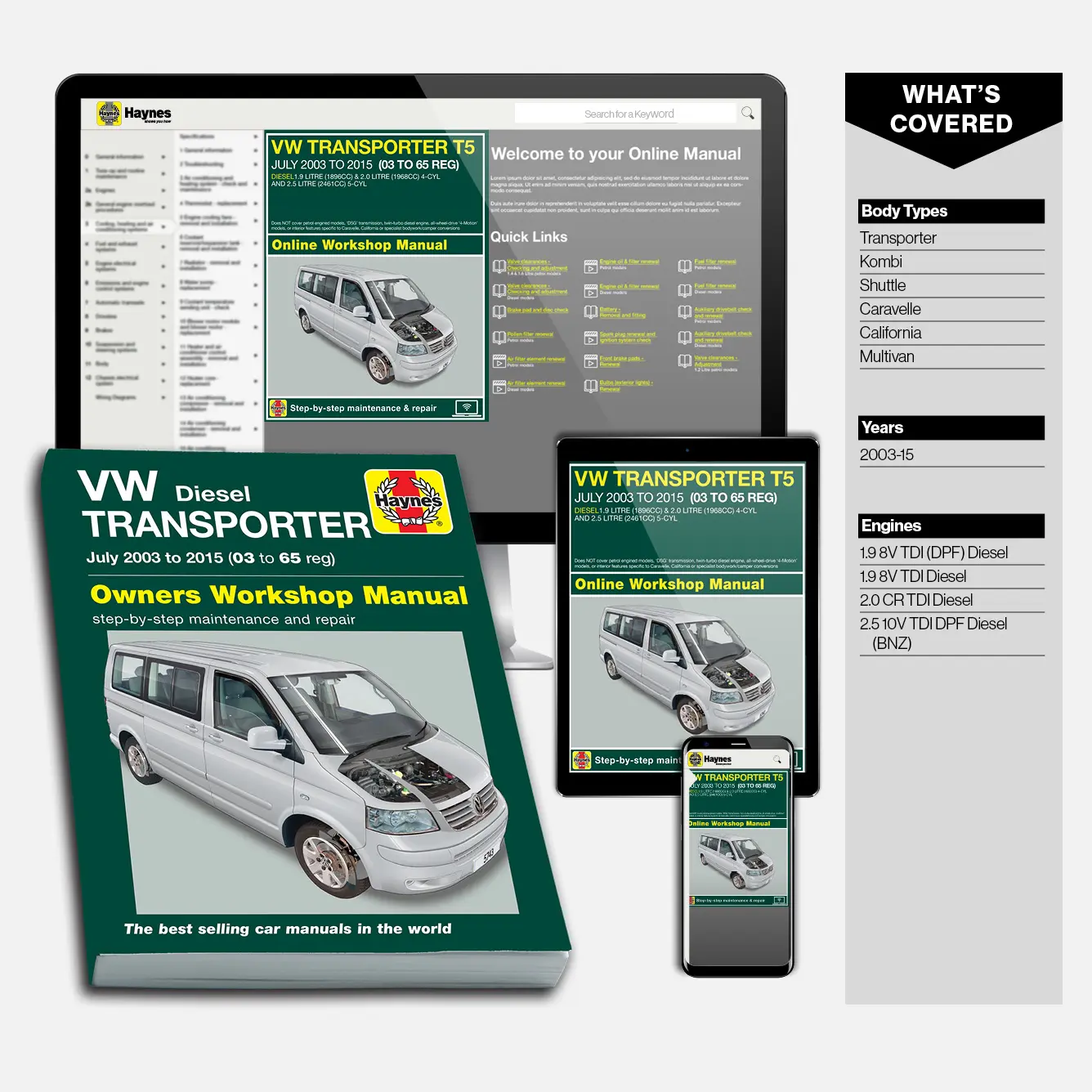 Volkswagen T5 Transporter (July 2003-2015) Haynes Repair Manual