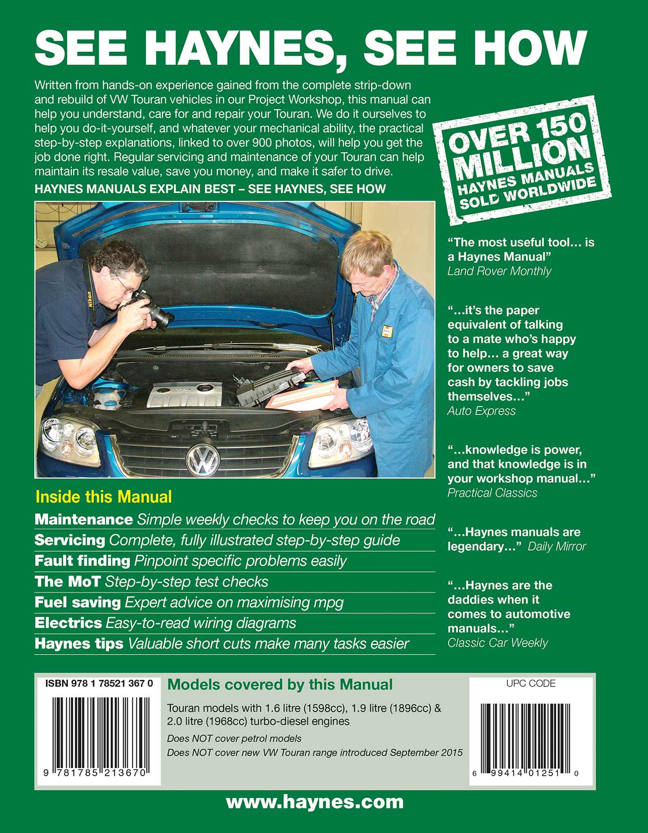 Volkswagen Touran Diesel (2003-2015) 03 to 65 Haynes Repair Manual - Image 3