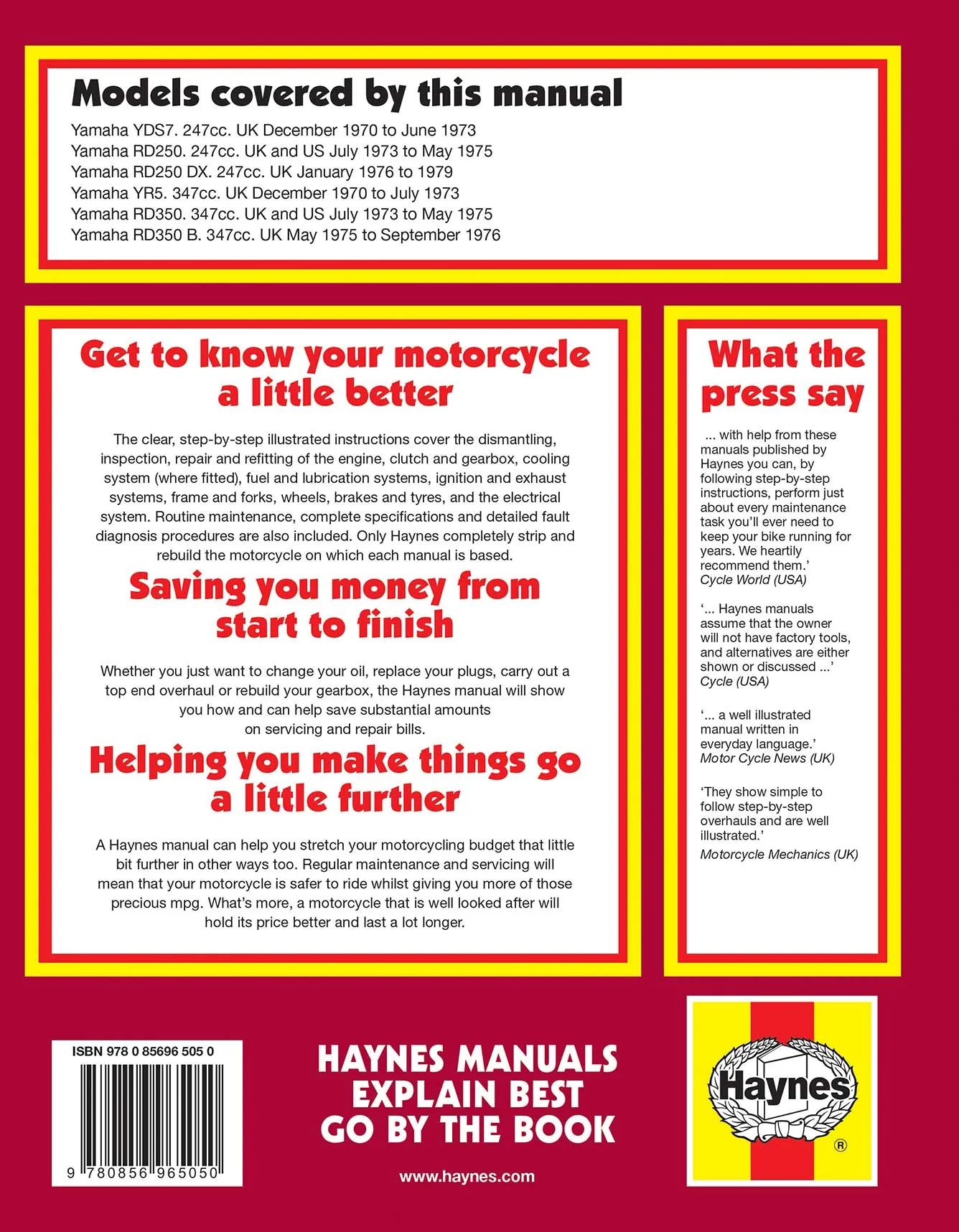 Yamaha 250 & 350 Twins (1970-1979) Haynes Repair Manual - Image 2