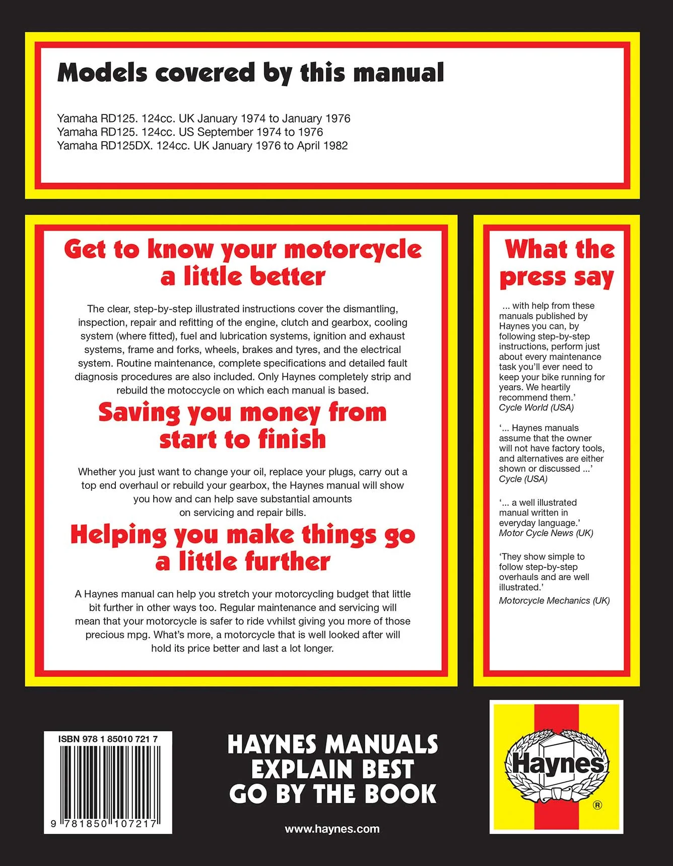 Yamaha RD125 Twins (1974-1982) Haynes Repair Manual - Image 2