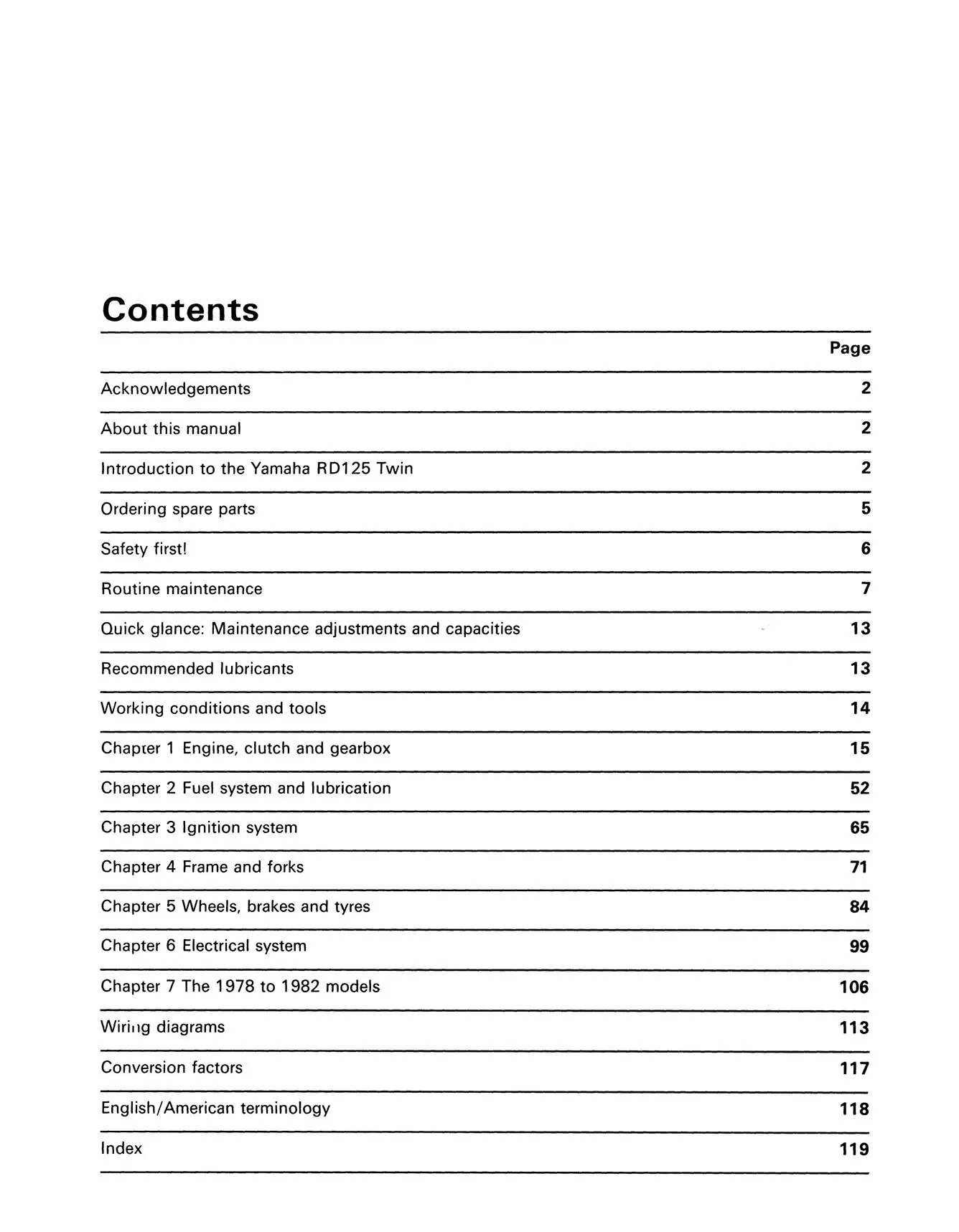 Yamaha RD125 Twins (1974-1982) Haynes Repair Manual - Image 3