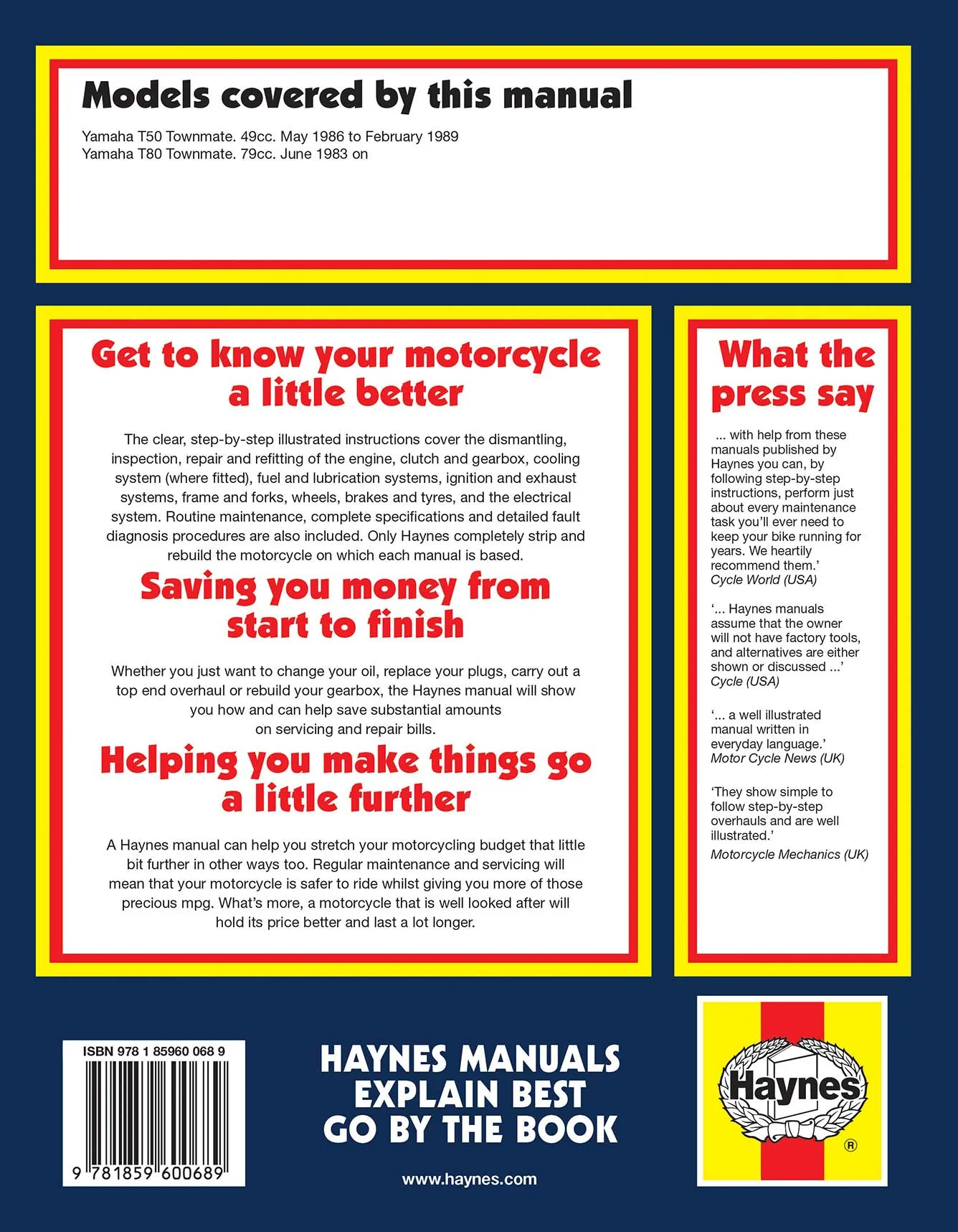 Yamaha T50 & 80 Townmate (1983-1995) Haynes Repair Manual - Image 2