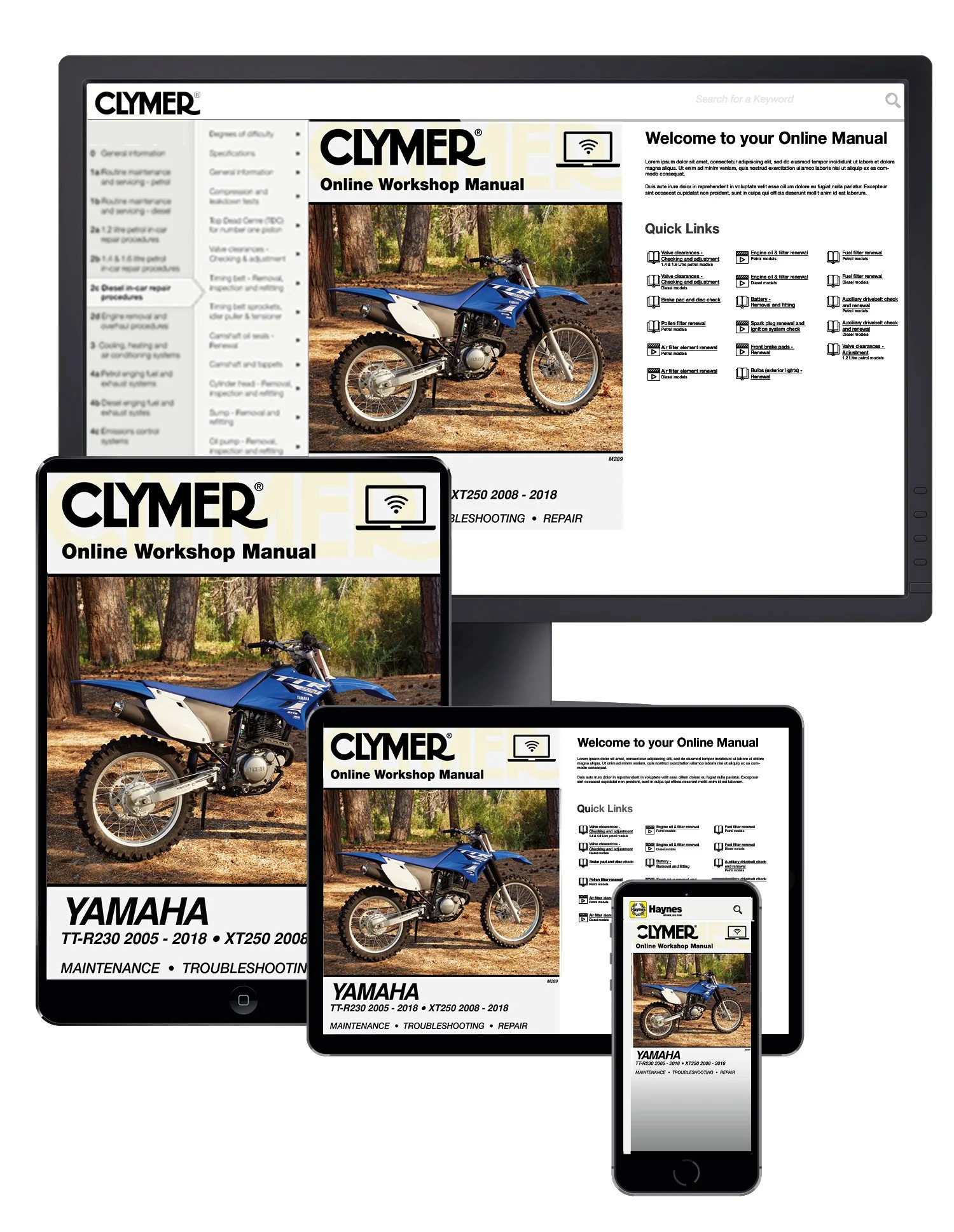 Yamaha TT-R30 and XT250 (2005-2018) Clymer Repair Manual - Image 3