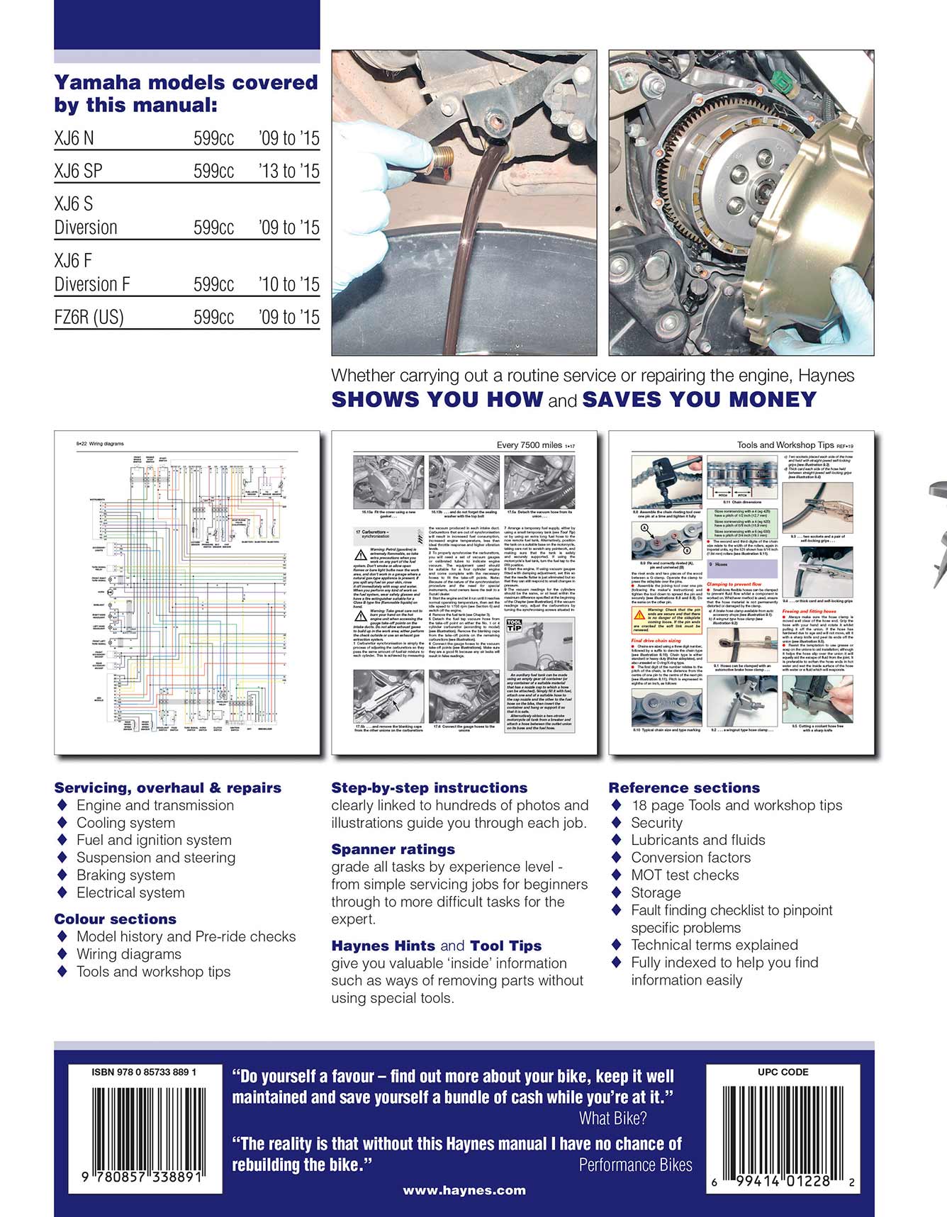 Yamaha XJ6 & FZ6R (2009-2015) Haynes Repair Manual - Image 3