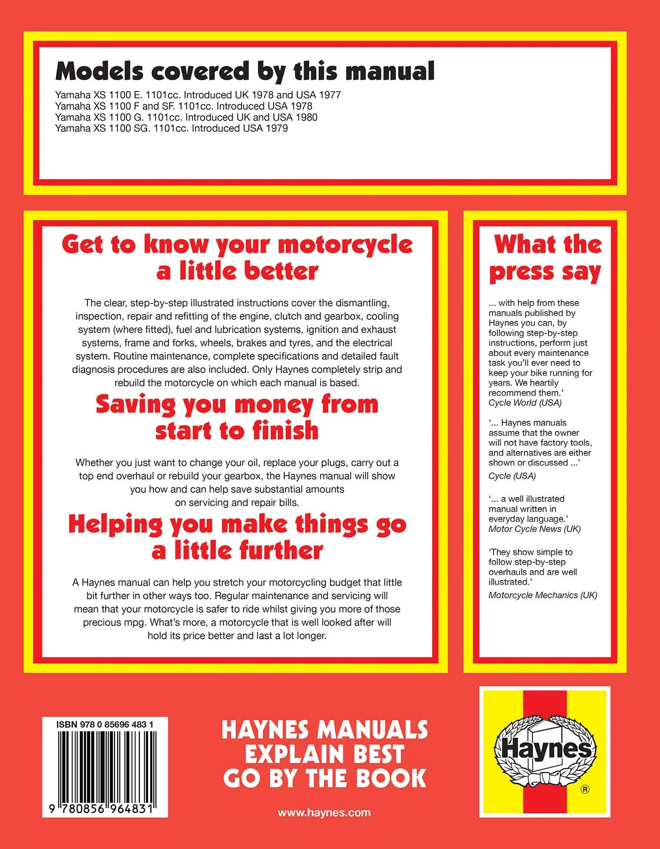 Yamaha Xs1100 Fours (1977-1980) Haynes Repair Manual - Image 2
