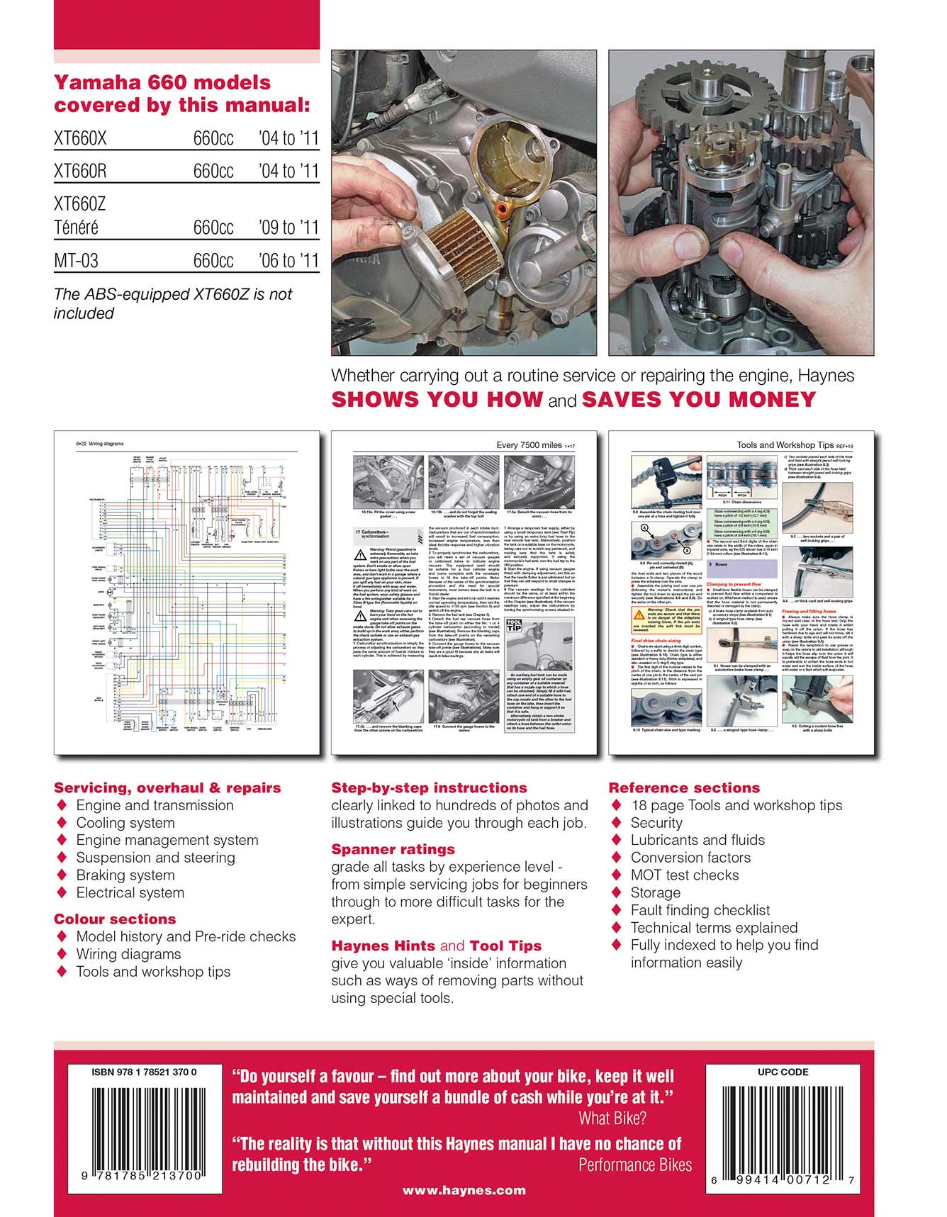 Yamaha XT660 & MT-03 (2004-2011) Haynes Repair Manual - Image 3